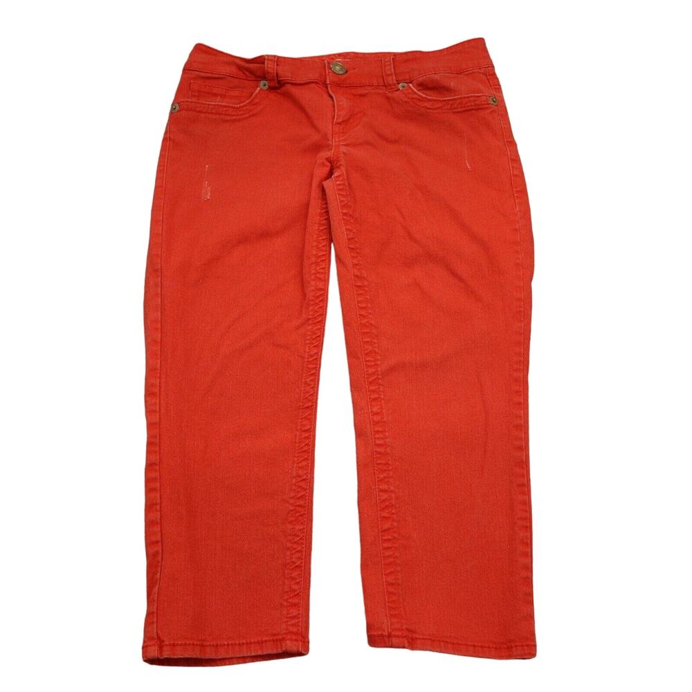 Seven 7 Pants Womens 12 Orange Mid Rise 5 Pockets Design Capri Bottoms